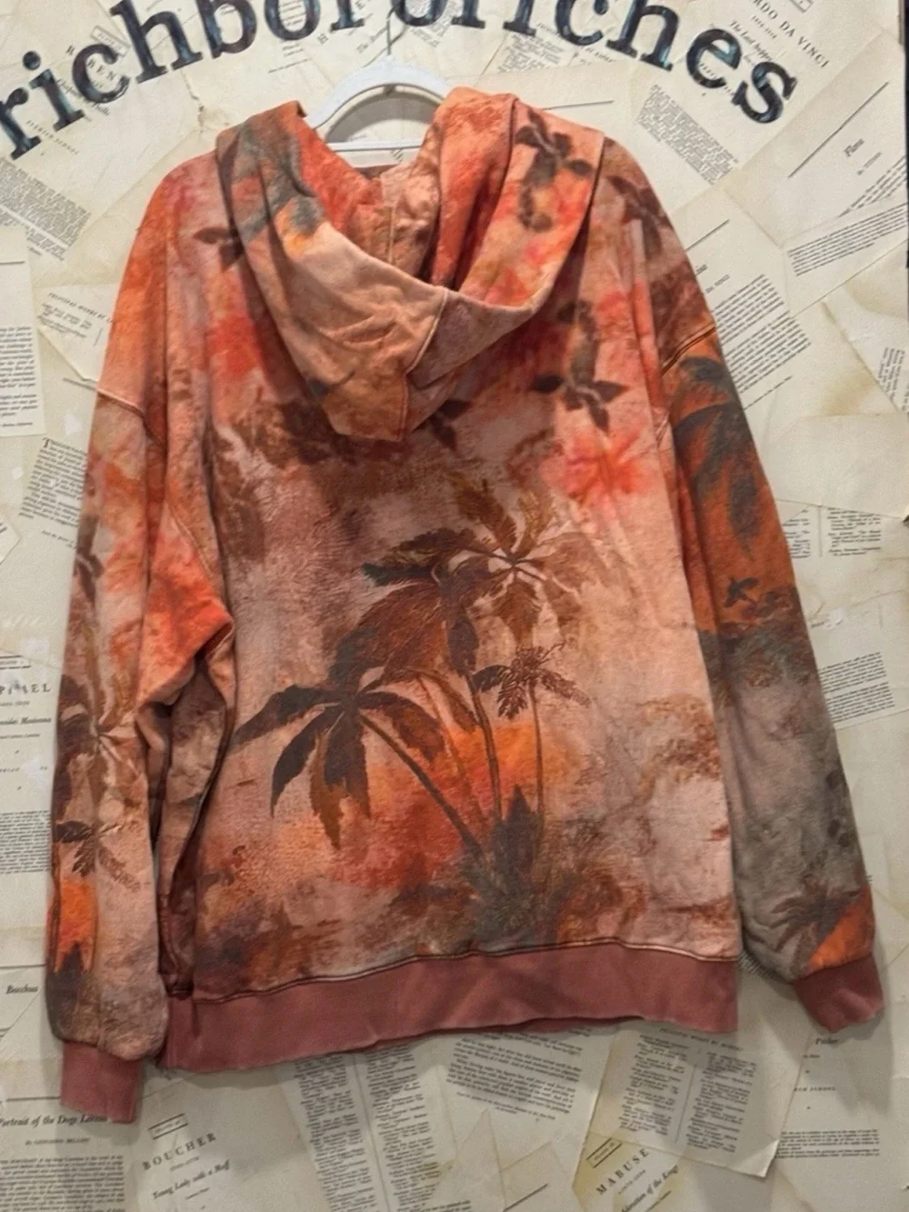 Free People It's A Vibe Printed Hoodie We The Free Sunset Red Earth Combo